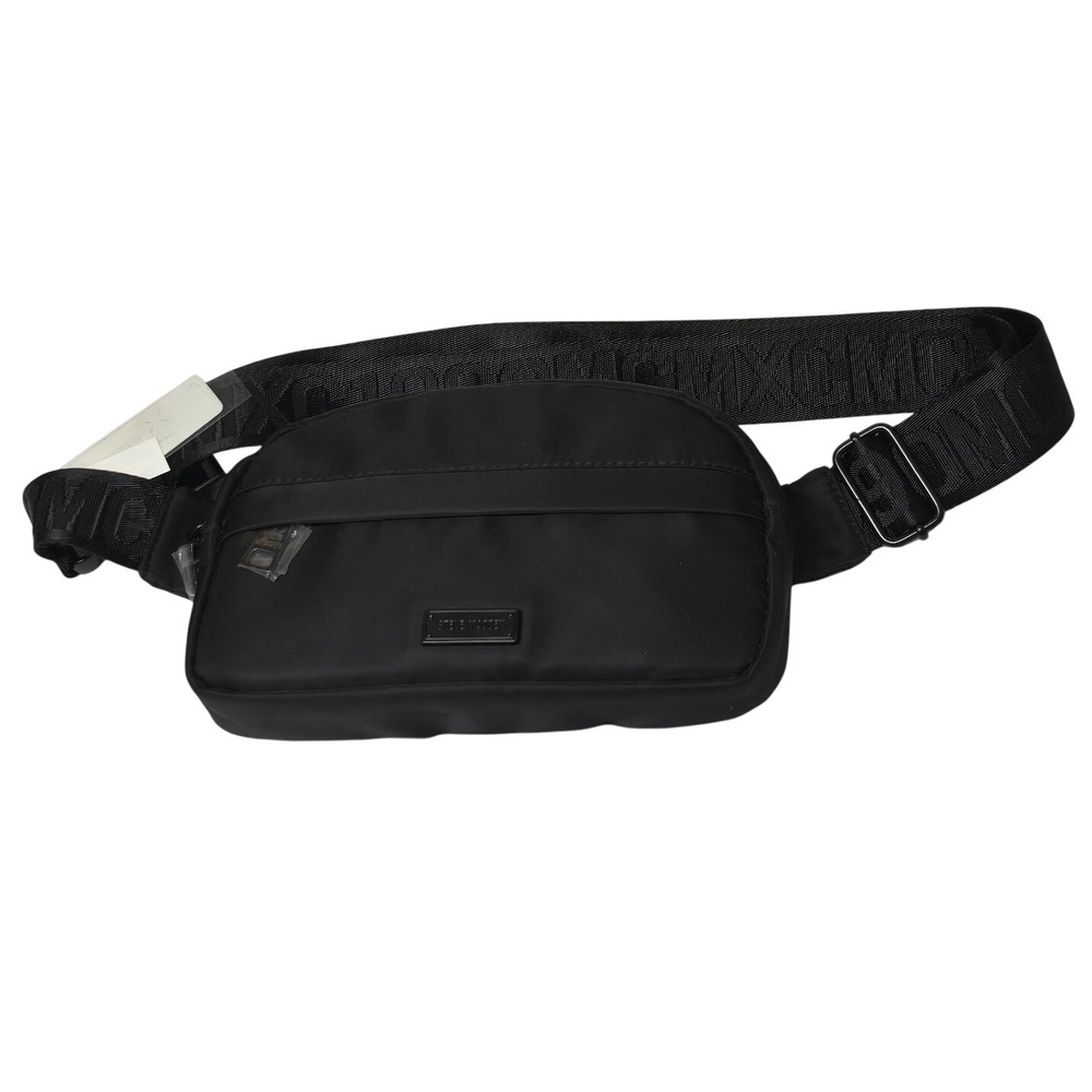 Steve Madden Black Nylon Belt Bag Fanny Pack Adjustable Logo Strap NWT